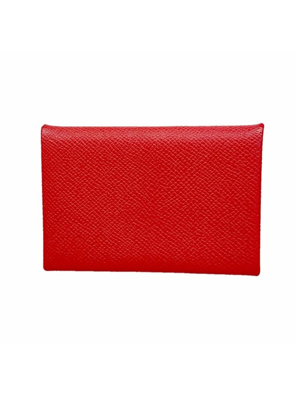 Hermes Card Case Calvi Veau Epsom Rouge de Coeur Silver